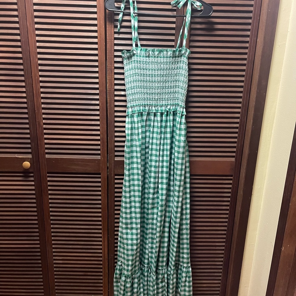 Kate Spade Green Gingham Maxi Dress - Picture 2 of 4
